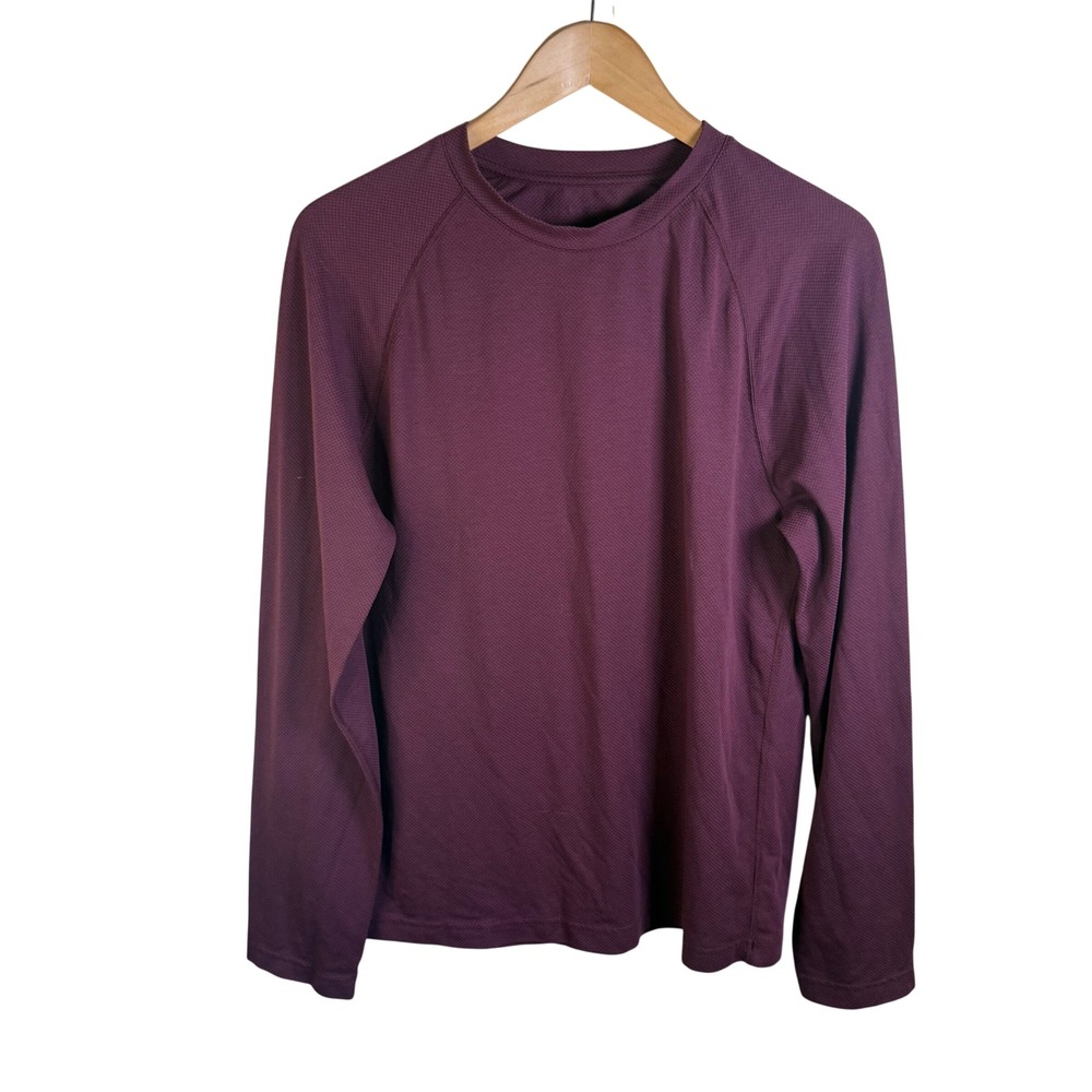 Outdoor Voices Long Sleeve Top Mens‎ Medium Burgundy Textured Athletic Active